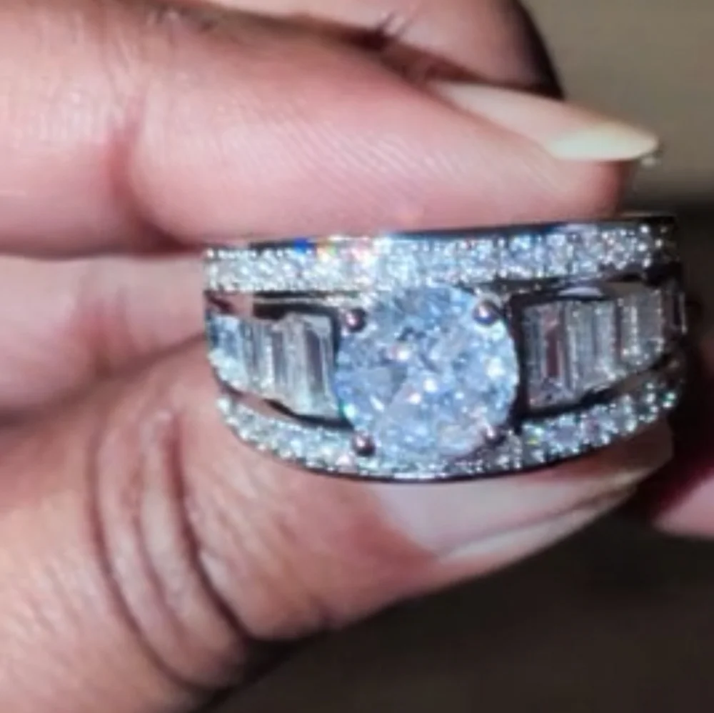 Classic Men's Dazzling 3CT Round Cut Lab Created Diamond  Engagement Ring
